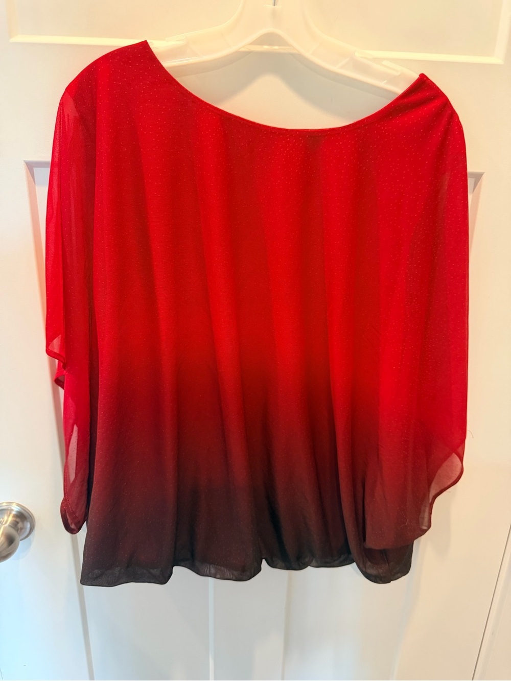 Sara Michelle 2X Red Black Ombre Shimmer Poncho Blouse Plus Size
